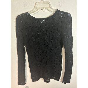 NWT Wild Fable Knit Blouse Sweater Lightweight Sheer Boho Black Size Medium
